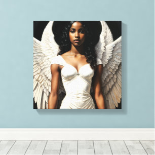 Black Girl Angel With Dark Skin Canvas Print