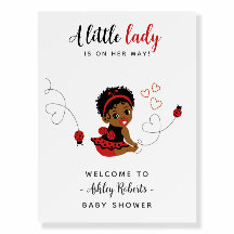 Black Girl As Red Ladybug Baby Shower Welcome Sign