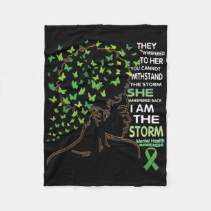 Black Girl Awareness Mental Health Warrior Fleece Blanket