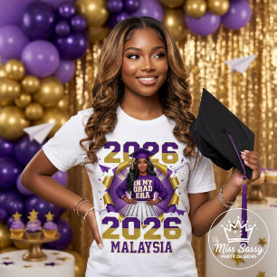 Black Girl Class of 2026 In My Grad Era Purple Gol T-Shirt