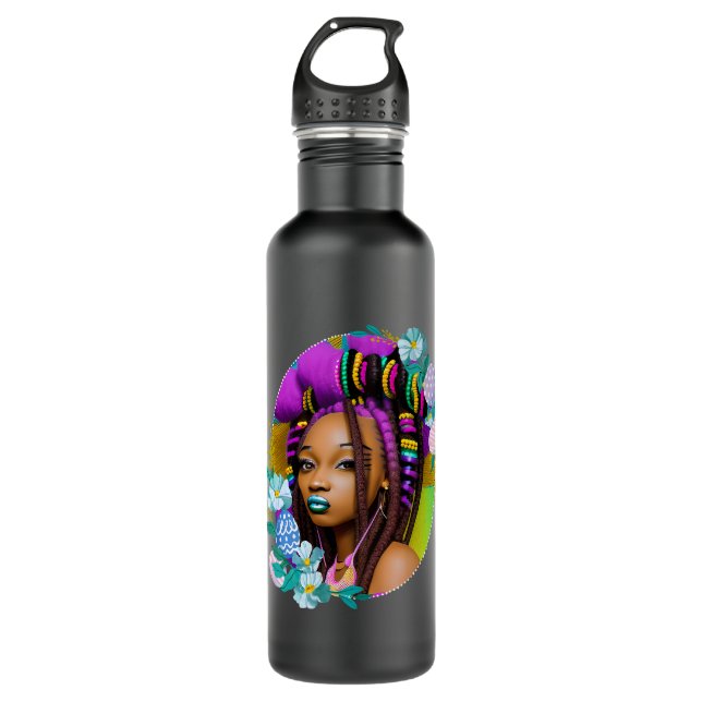Black Girl Easter Magic Brown Skin Girls Spring Ea 710 Ml Water Bottle (Front)