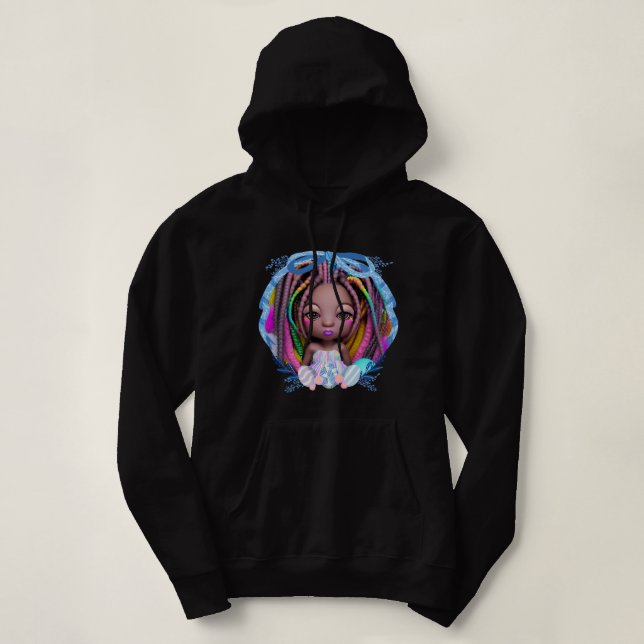 Black Girl Easter Magic Brown Skin Girls Spring Ea Hoodie (Design Front)