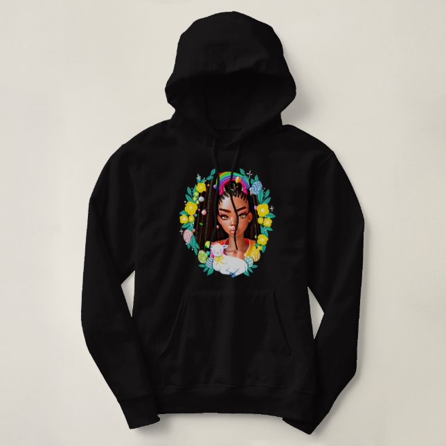 Black Girl Easter Magic Brown Skin Girls Spring Ea Hoodie (Design Front)