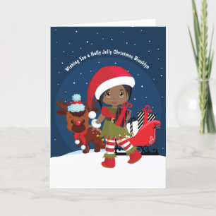 Black Girl Elf Holiday Card