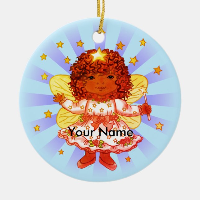 Black Girl Fairy Ceramic Tree Decoration (Front)