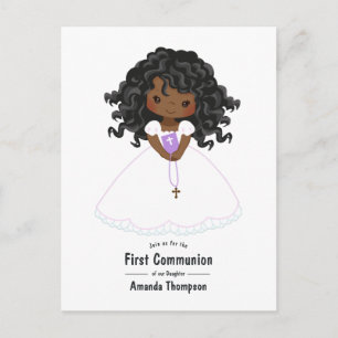 Black Girl First Holy Communion Postcard
