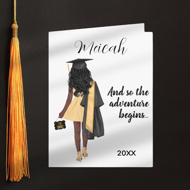 Black Girl Graduation Modern Congrats Grad Card (Creator Uploaded)