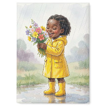 Black Girl in the Rain Holding Flowers – Soft Life