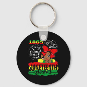 Black Girl Juneteenth 1865 Celebrate Indepedence D Key Ring