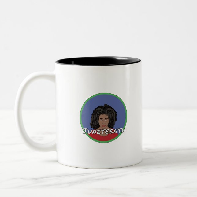 Black Girl Juneteenth Two-Tone Coffee Mug (Left)