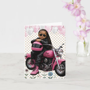 Black Girl Long Braids Bad to the Bone Birthday  Card