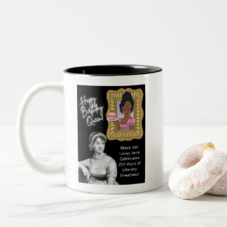 Black Girl Loves Jane celebrates Jane Austen's 250 Two-Tone Coffee Mug