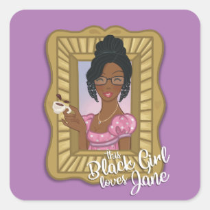 Black Girl Loves Jane Sticker in Purple