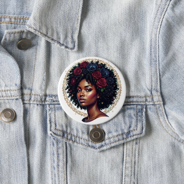 Black Girl Magic Afro Diva 7.5 Cm Round Badge (In Situ)