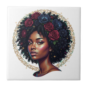 Black Girl Magic Afro Diva Partyware Tile