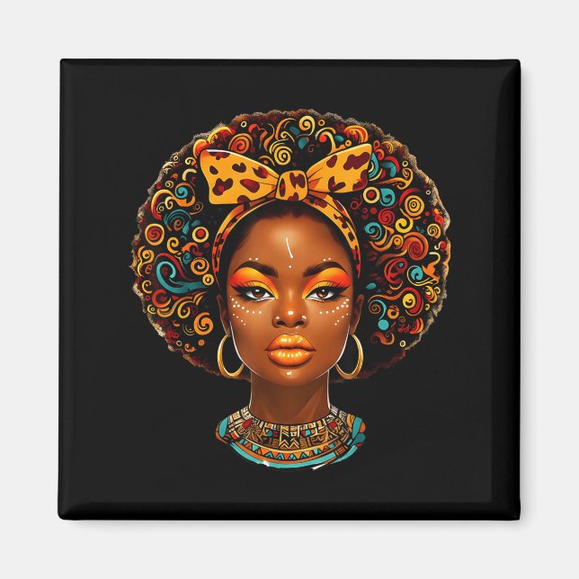 Black Girl Magic Afro Melanin Queen African Americ Magnet (Front)