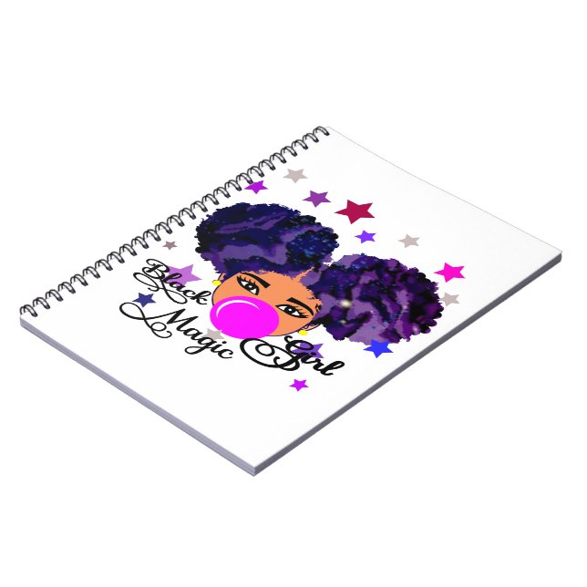 Black Girl Magic , Afro Puffs Girl,Natural Hair Notebook (Left Side)