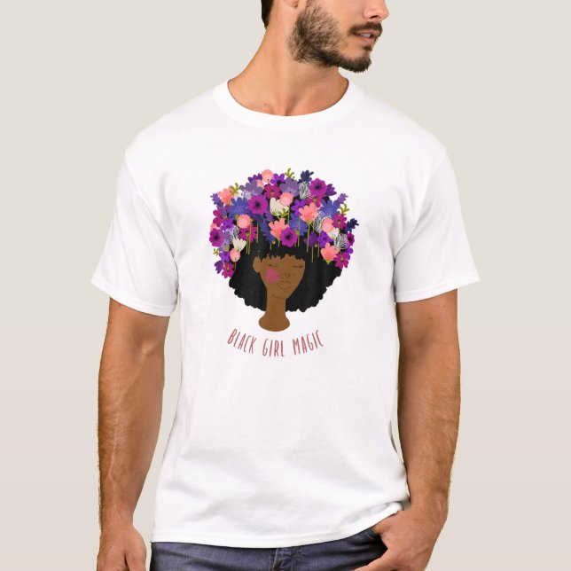 Black Girl Magic Afro Queen BLM Melanin T-Shirt (Front)