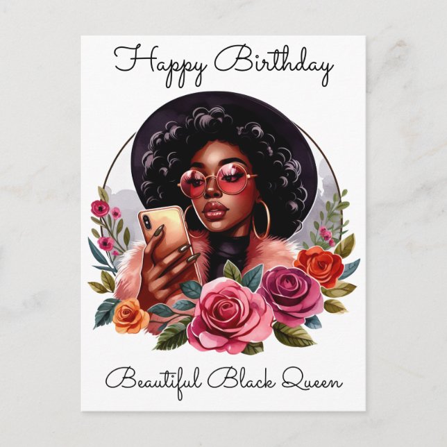 Black Girl Magic Birthday Sista Melanin Woman Holiday Postcard (Front)