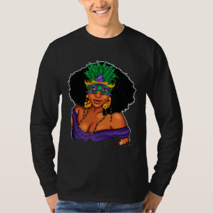 Black Girl Magic Mardi Gras  Woman Thick Fine Mask T-Shirt