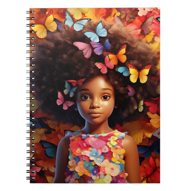 Black girl magic melanin brown skin girls flowers notebook (Front)