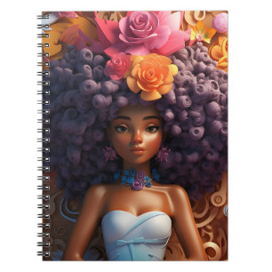 Black girl magic melanin brown skin girls flowers notebook