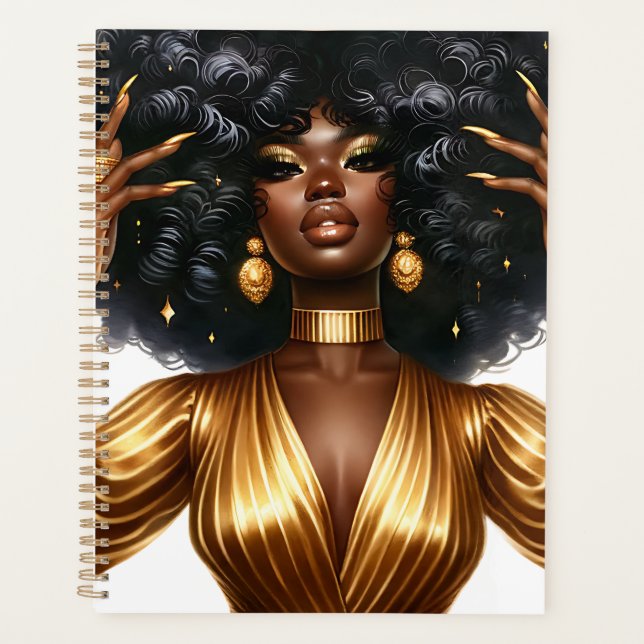 Black girl magic melanin brown skin girls sista qu planner (Front)
