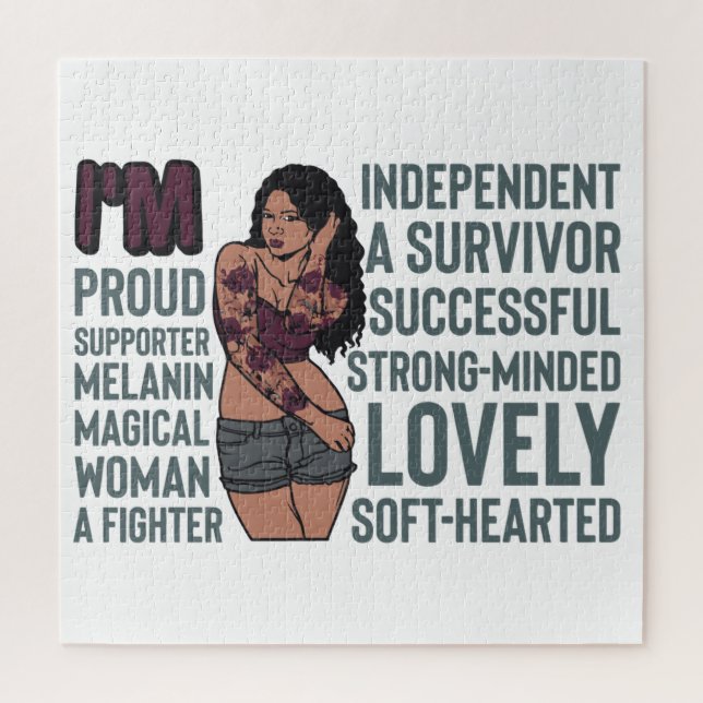 Black girl magic, melanin poppin, sista, brown ski jigsaw puzzle (Vertical)