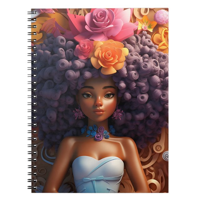 Black girl magic melanin princess brown skin girls notebook (Front)