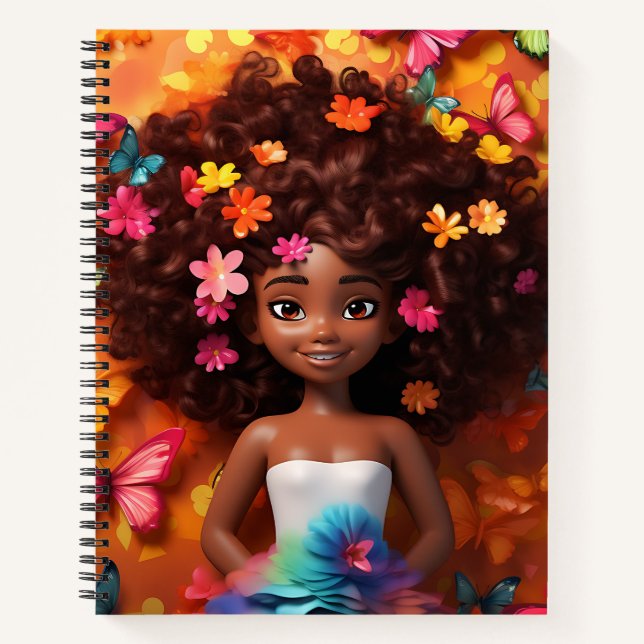 Black girl magic melanin princess brown skin girls notebook (Front)