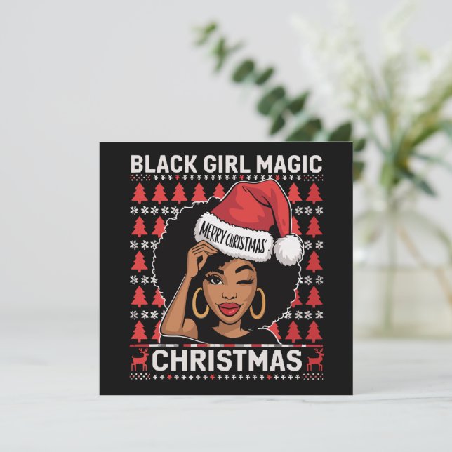 Black Girl Magic Merry Christmas African American  Holiday Card (Standing Front)
