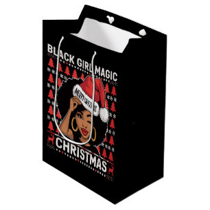 Black Girl Magic Merry Christmas African American  Medium Gift Bag