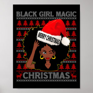Black Girl Magic Merry Christmas African American  Poster