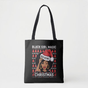 Black Girl Magic Merry Christmas African American Tote Bag