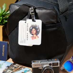 Black Girl Pastel Minimalistic Butterfly Custom Luggage Tag