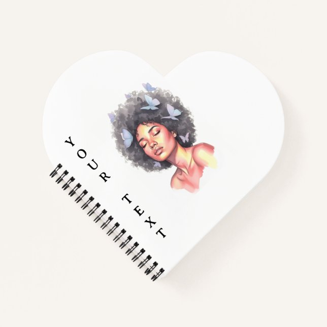 Black Girl Pastel Minimalistic Butterfly Custom  Notebook (Front)