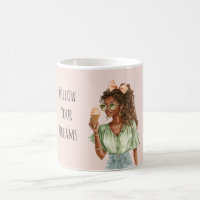 Black Girl Peach Bow Ice Cream Cone