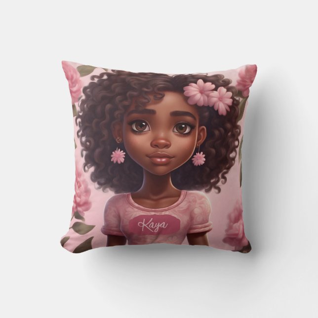 Black Girl Pillow Personalised (Front)