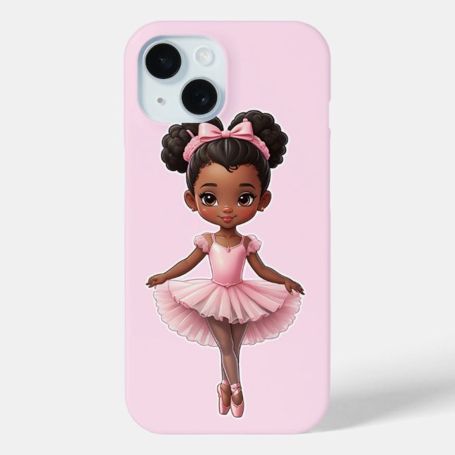 Black Girl Pink Ballerina Ballet Case-Mate iPhone Case (Back)
