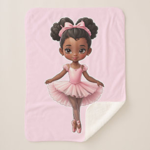 Black Girl Pink Ballerina Ballet Sherpa Blanket