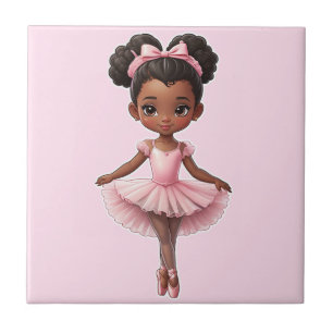 Black Girl Pink Ballerina Ballet Tile