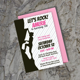 Black Girl Rock Climbing Birthday  Invitation