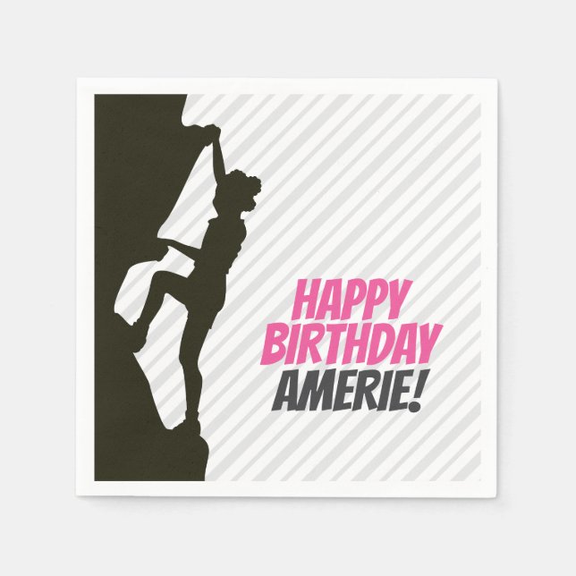 Black Girl Rock Climbing Napkin (Front)
