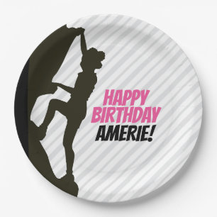 Black Girl Rock Climbing Paper Plate