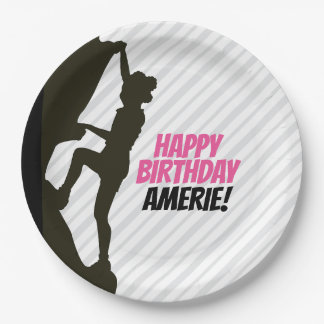 Black Girl Rock Climbing Paper Plate