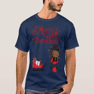 Black Girl Santa Claus Holiday African American Ch T-Shirt