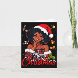 Black Girl Santa Hat Merry Christmas Pajama Africa Card