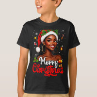 Black Girl Santa Hat Merry Christmas Pajama Africa