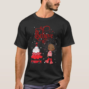 Black Girl Santa Holiday African American Christma T-Shirt