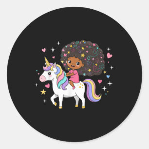 Black Girl Unicorn African American Black History  Classic Round Sticker